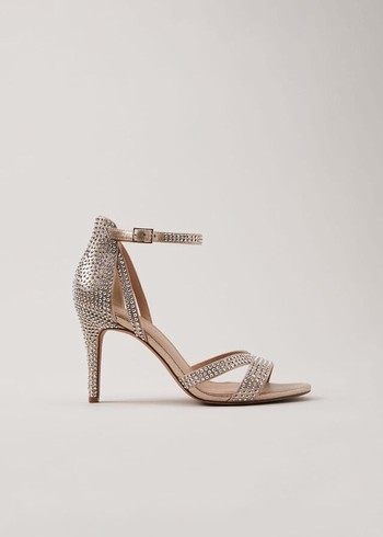 Phase Eight Silver Sparkly Open Toe Heels Silver Canada | VSGBFA-107